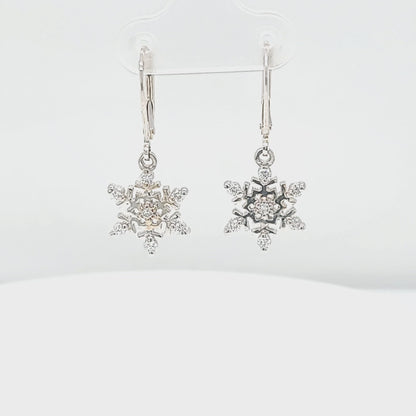Flat Snowflake Diamond Earrings