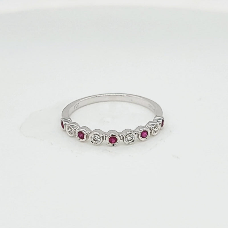 Stackable Round Ruby and Round Diamond Band