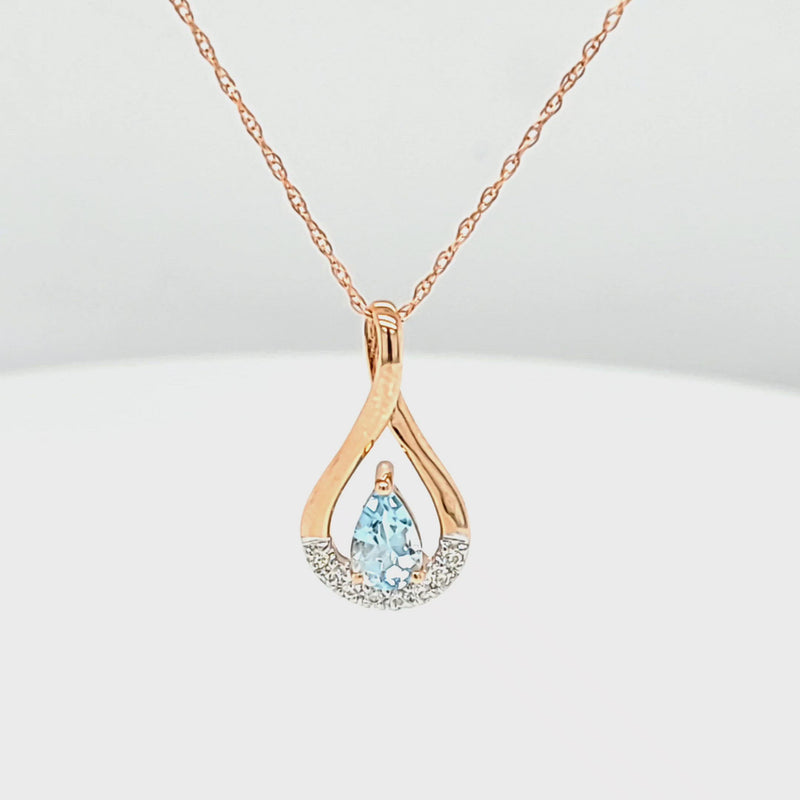 Oval Aquamarine and Diamond Drop Pendant