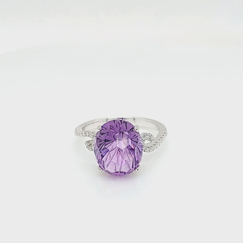 Fancy Shaped Amethyst with Diamond Shank Ring