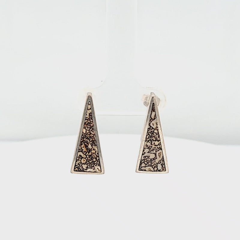 Triangle Dinosaur Bone Inlay Post Earrings