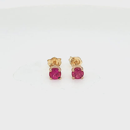 Round Ruby Basket Stud Earrings