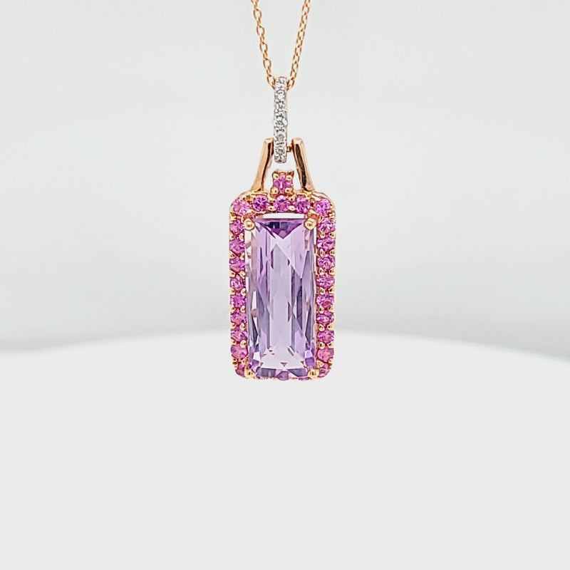 Amethyst and Pink Sapphire Halo Style Pendant