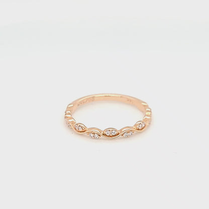 Rose Gold Marquise Shape Round Diamond Style Band