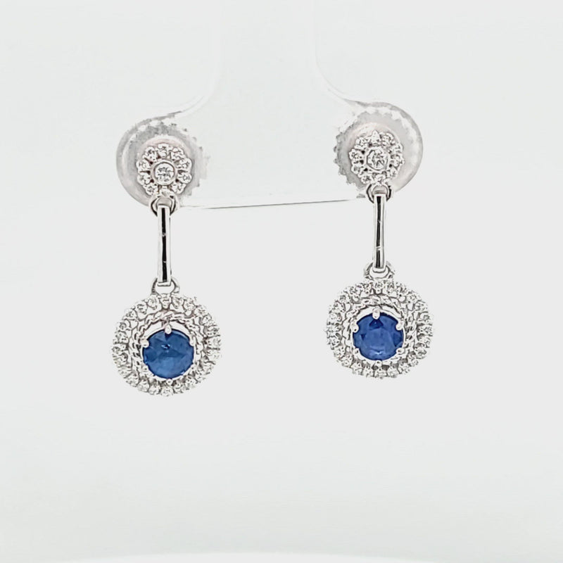 Diamond & Sapphire Post Drop Earrings