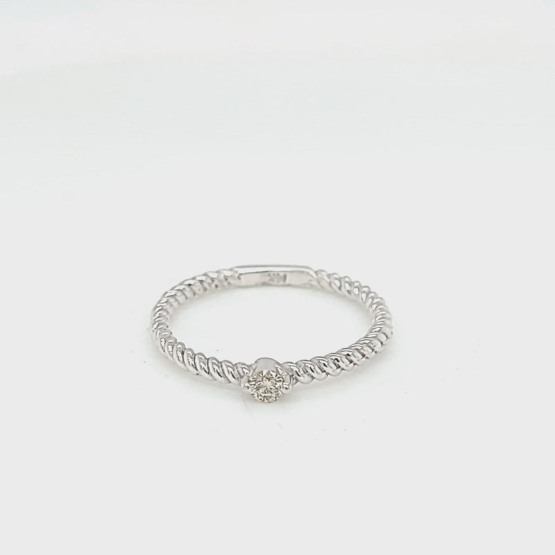 Single Diamond Stackable Rope Style Ring