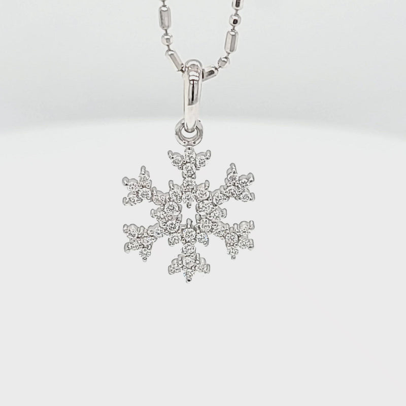 Small Pave Diamond Snowflake Necklace