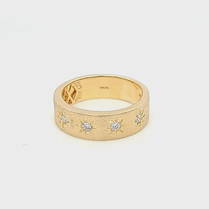 Star Set Diamond Stone Finish Band