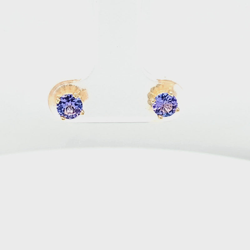 Four Prong Round Tanzanite Stud Earrings