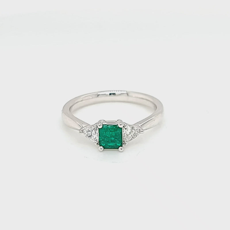 Emerald-Cut Emerald & Diamond Accented Ring