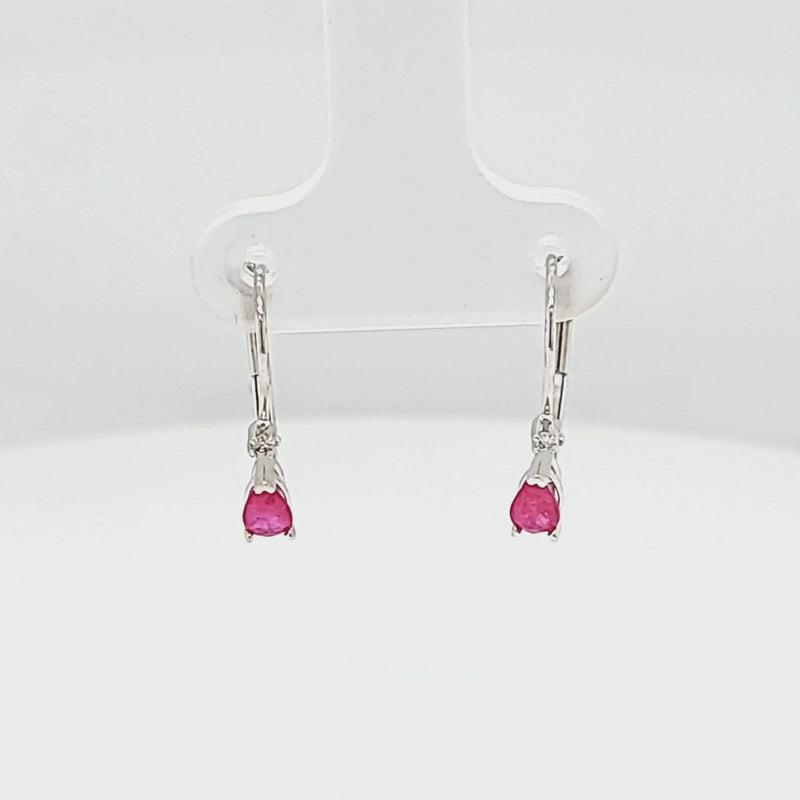 Pear Ruby & Diamond Accented Dangle Earrings