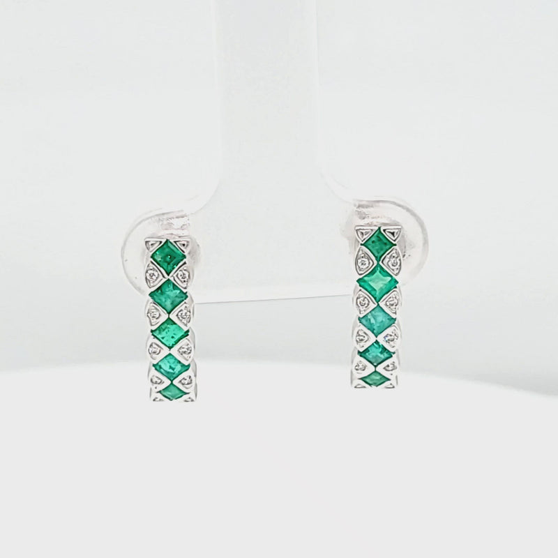 Emerald & Diamond Lined Drop Earrings