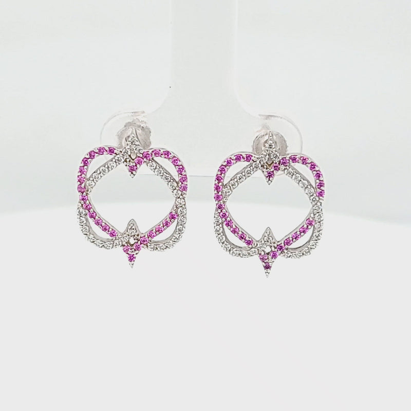 Diamond and Sapphire Infinity Heart Stud Earrings