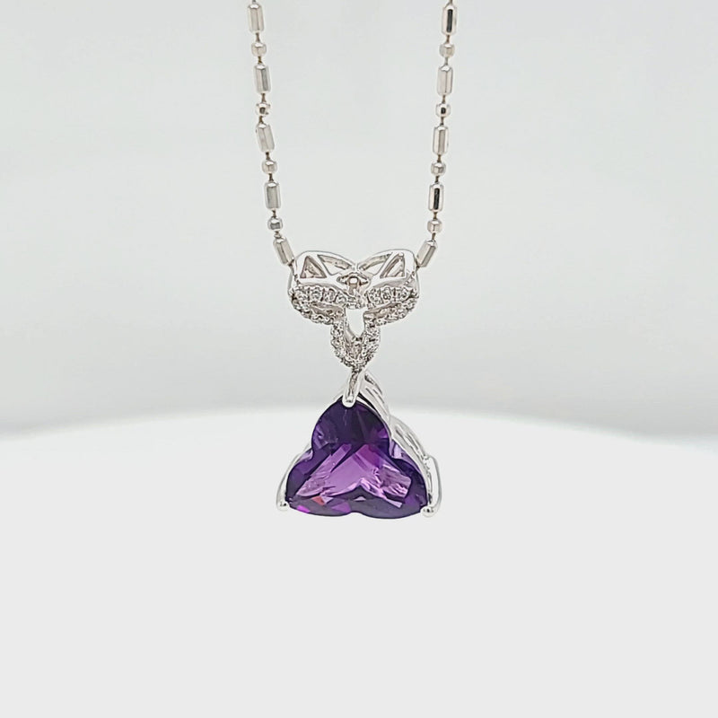 Carved Amethyst and Diamond Pendant