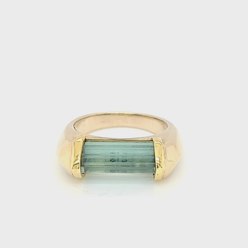Raw Green Tourmaline Crystal Ring