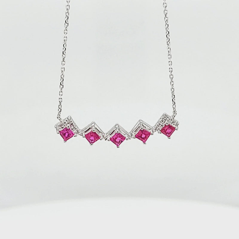 Princess-Cut Ruby & Diamond Necklace