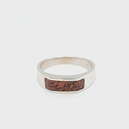 Thin Dinosaur Bone Inlay Ring