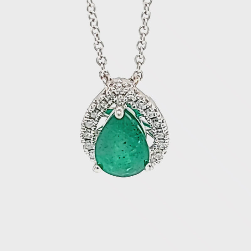 Pear-Shaped Emerald & Diamond Accented Chain
