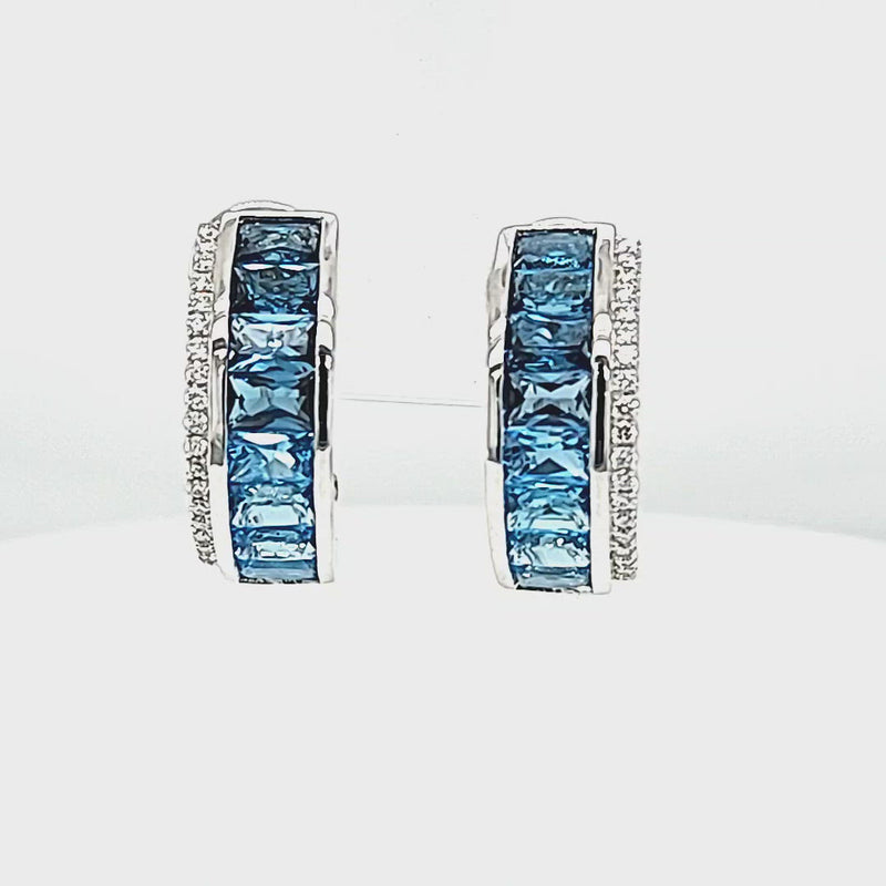 London Blue to Sky Blue Topaz Gradient Diamond Accented Earrings Video