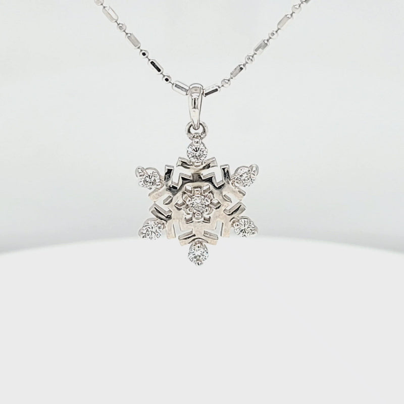 Medium Diamond Tipped Snowflake Necklace