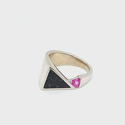 Dinosaur Bone and Pink Sapphire Ring