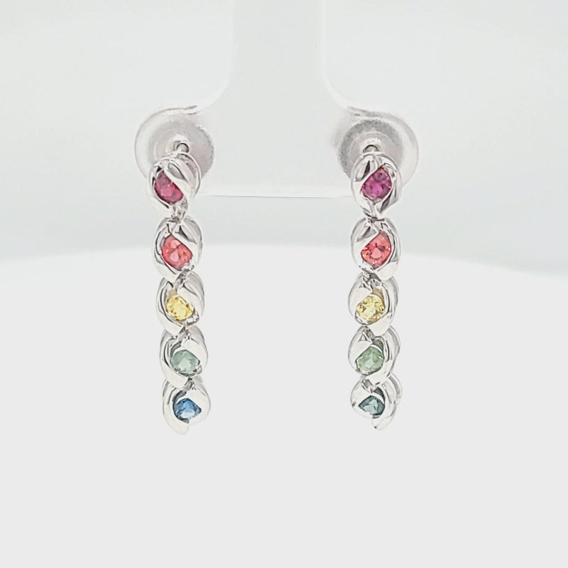 Rainbow Sapphire Drop Earrings
