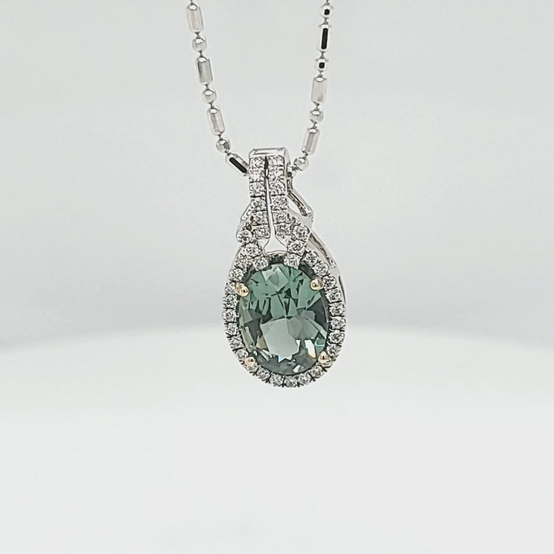 Oval Alexandrite and Diamond Pendant in White Gold