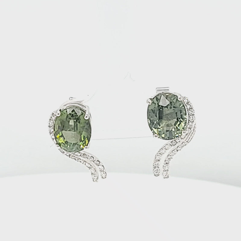 Green Tourmaline & Diamond Accented Earrings