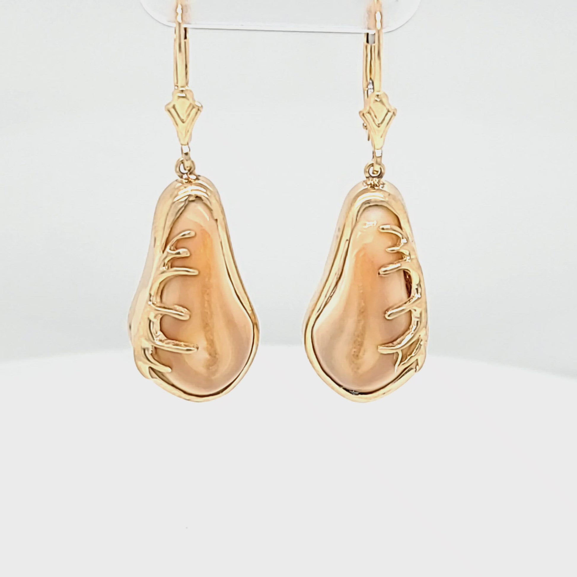 Elk Tooth Ivory Dangle Earrings with Antlers - Park City Jewelers