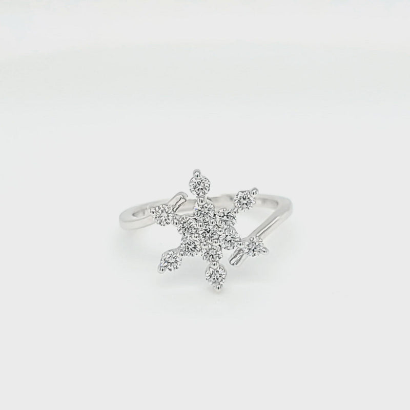 Diamond Snowflake Bypass Ring