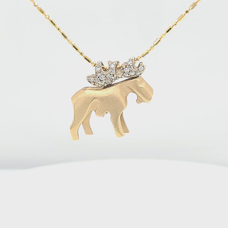 Diamond Antlered Moose Necklace