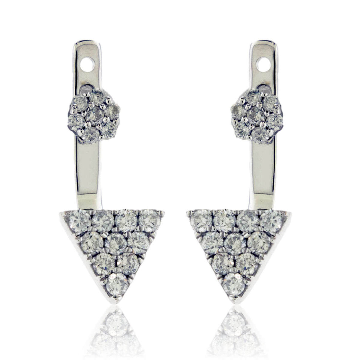 Adjustable Length Triangle and Round Diamond Huggie Earrings - Park City Jewelers