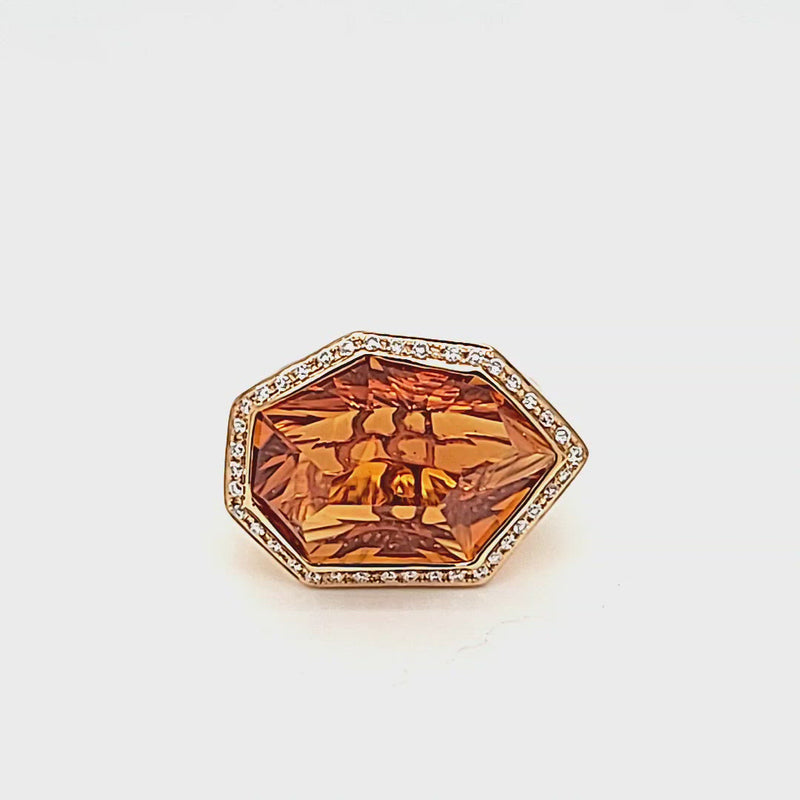 Fancy Cut Citrine and Diamond Halo Ring Video