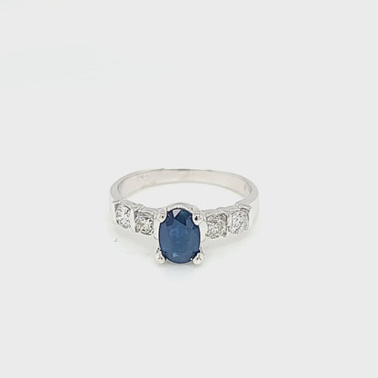 Oval Blue Sapphire & Diamond Ring