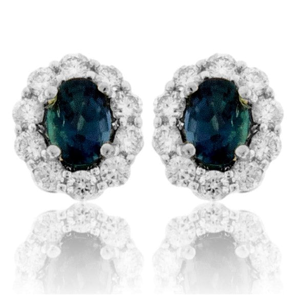 Alexandrite and Diamond Halo Stud Earrings - Park City Jewelers