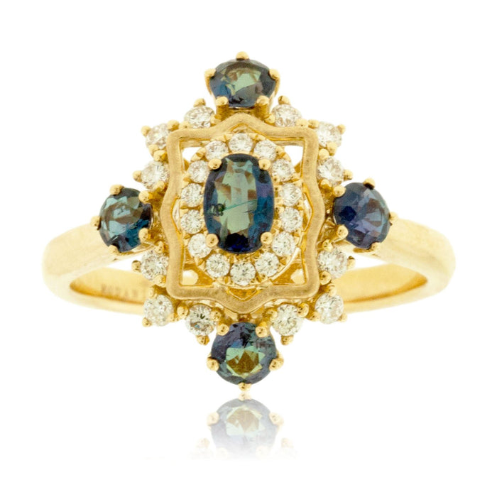 Alexandrite & Diamond Burst Halo Style Ring - Park City Jewelers