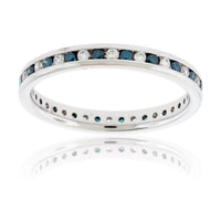 Alternating Blue Diamond & Diamond Eternity Band - Park City Jewelers