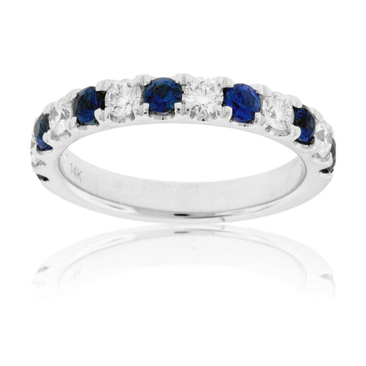 Alternating Blue Sapphire & Diamond Band - Park City Jewelers