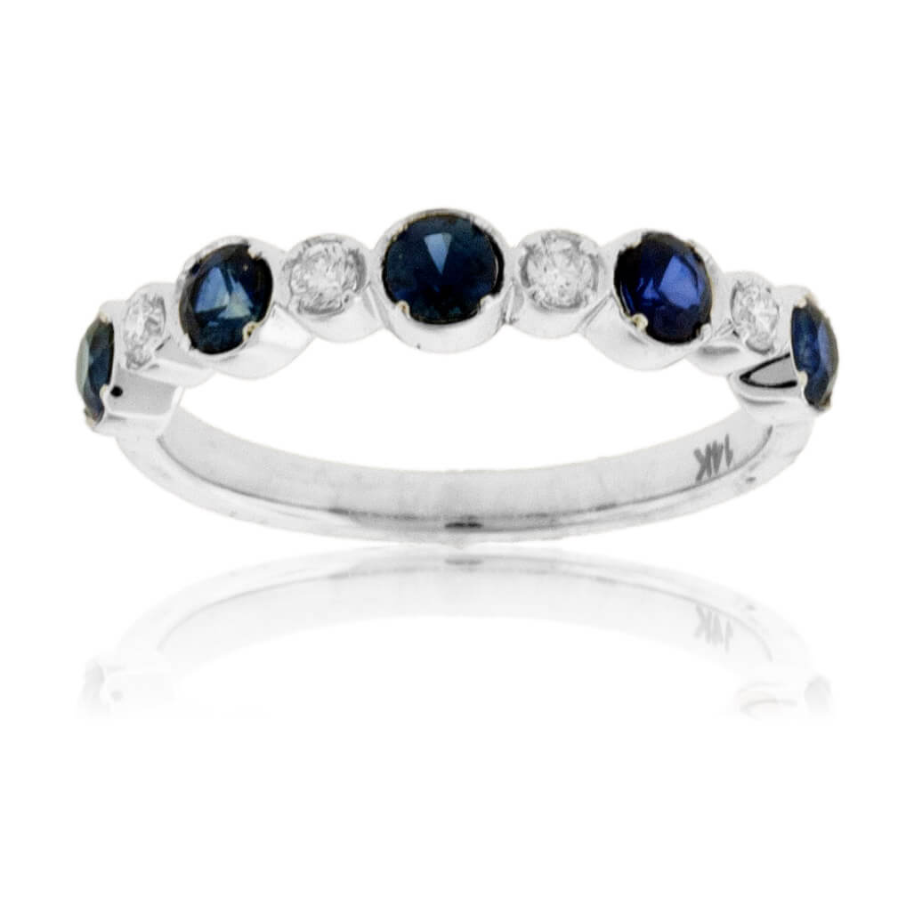 Alternating Blue Sapphire & Diamond Band - Park City Jewelers