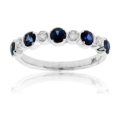Alternating Blue Sapphire & Diamond Band - Park City Jewelers