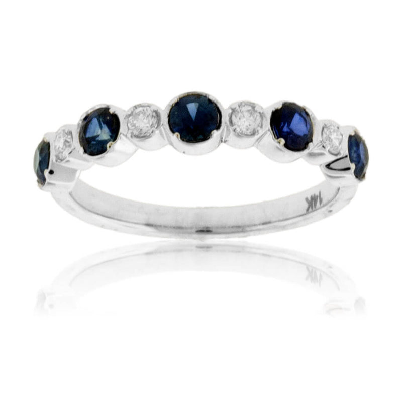 Alternating Blue Sapphire & Diamond Band - Park City Jewelers