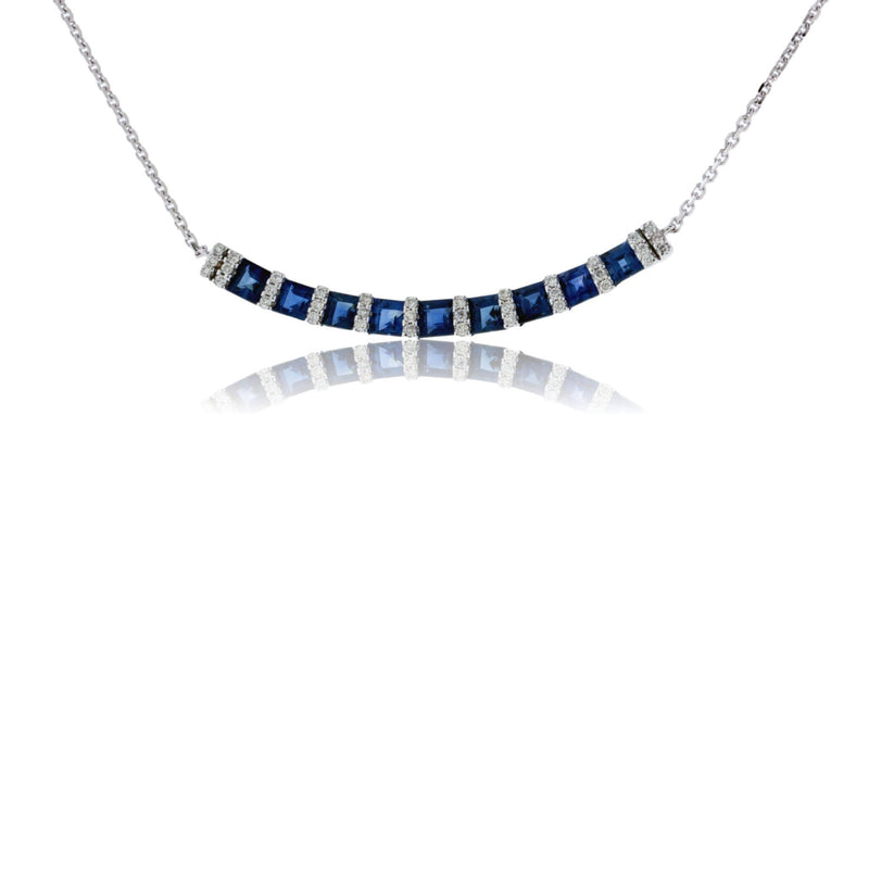 Alternating Blue Sapphire & Diamond Necklace - Park City Jewelers