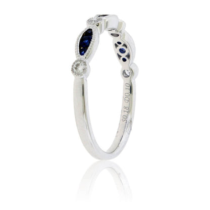 Alternating Blue Sapphires & Diamond Band - Park City Jewelers