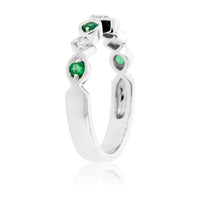 Alternating Emerald & Diamond Milgrain Style Ring - Park City Jewelers