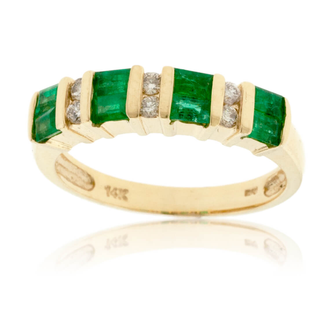 Alternating Emerald & Diamond Ring - Park City Jewelers