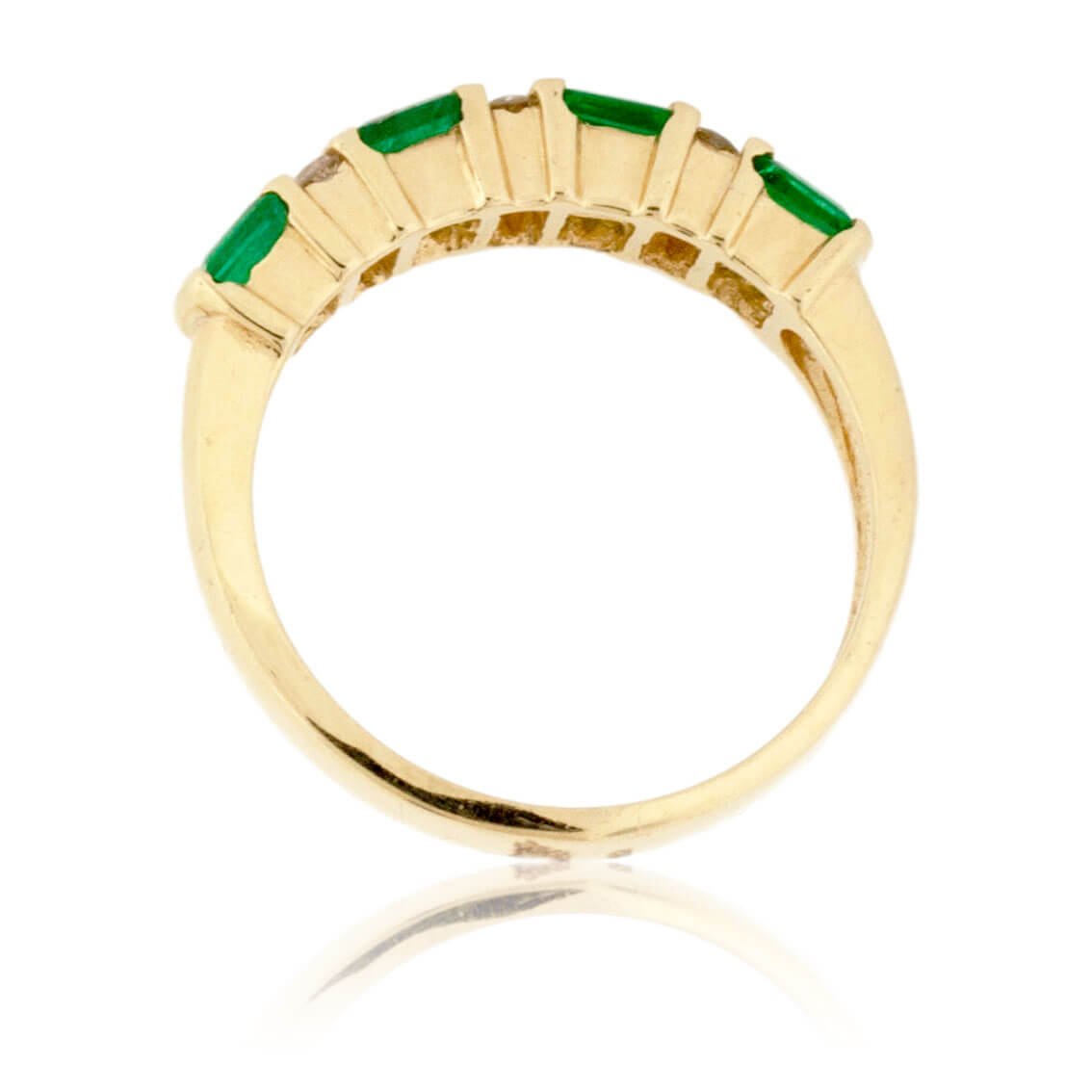 Alternating Emerald & Diamond Ring - Park City Jewelers