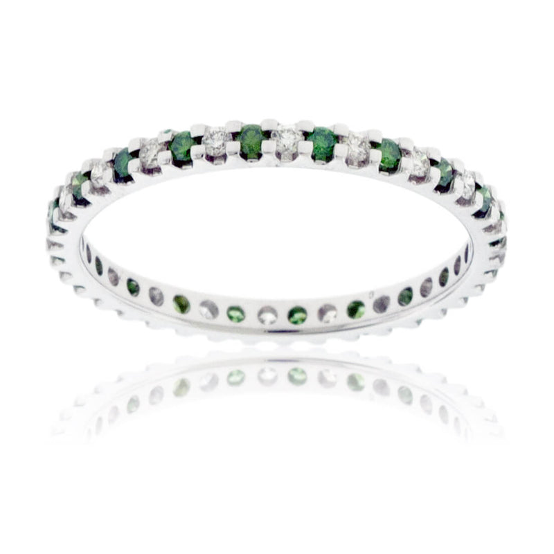 Alternating Green Diamond & Diamond Eternity Band - Park City Jewelers