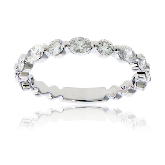 Alternating Round and Marquise Diamond Band - Park City Jewelers