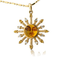 Amber, Diamond, and Sapphire Sunburst Necklace - Medium Size - Park City Jewelers