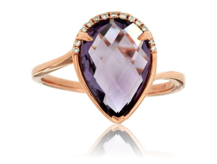Amethyst and Diamond Half Halo Ring in Rose Gold - Park City Jewelers